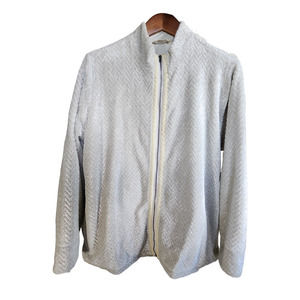 Soft Surroundings Silver Jacket Sherpa Fleece‎ Metallic Winter Size L Pockets